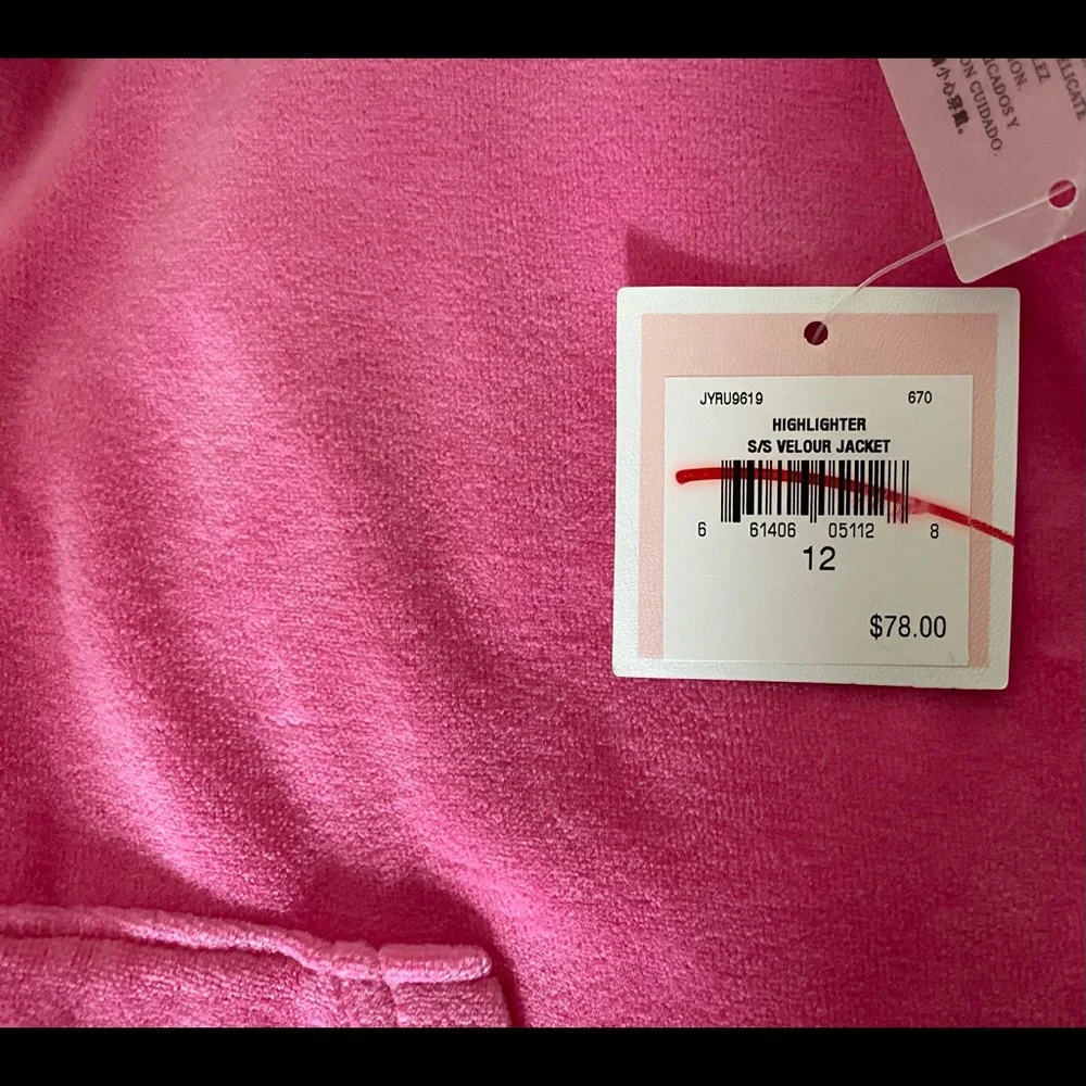 NWT JUICY COUTURE Girls 2 Piece Highlighter S/S Velour Jacket end Short
